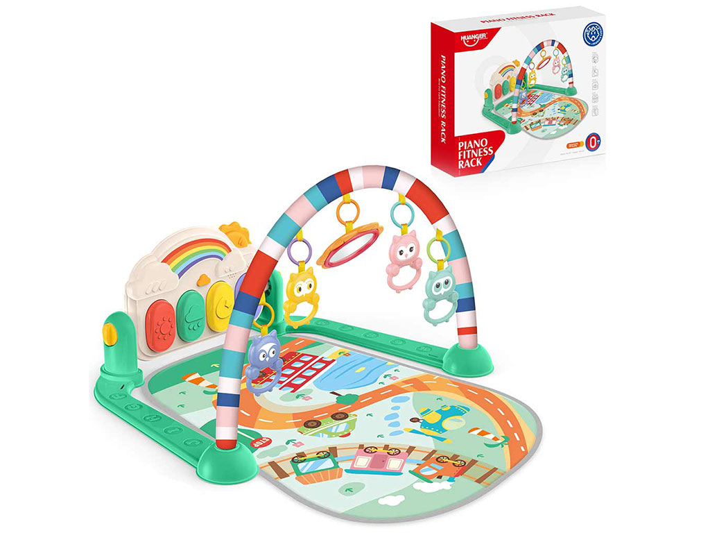 تشک بازی موزیکال نوزادی چند منظوره طرح وسایل نقلیه مدل Piano Fitness Rack هانگر huanger