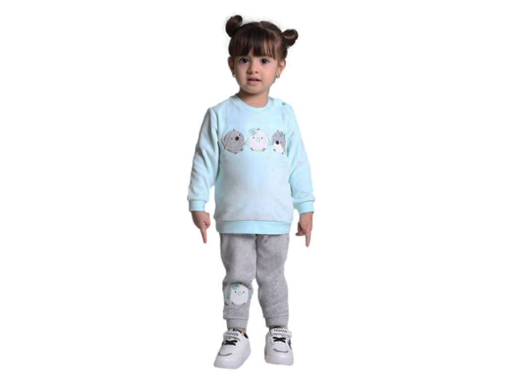 بلوز و شلوار مخمل نوزادی دخترانه طرح پرنده mahta baby
