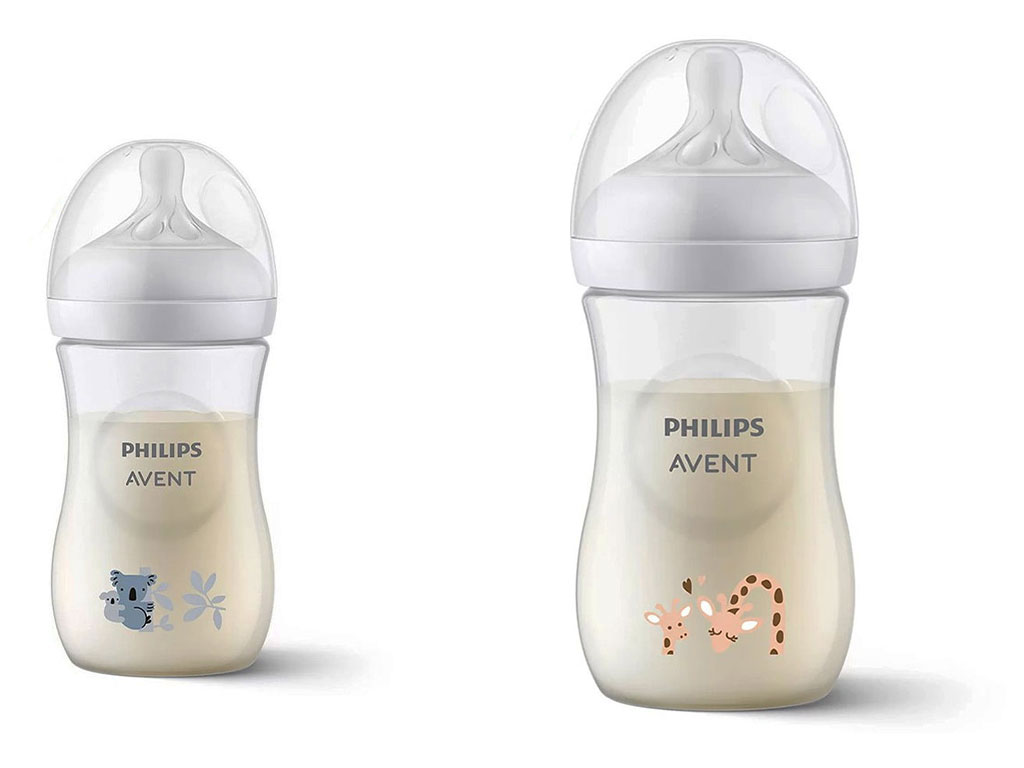 شیشه شیر طرحدار نوزادی 1 ماه به بالا مدل نچرال Natural ظرفیت 260 میلی لیتر philips avent فیلیپس اونت