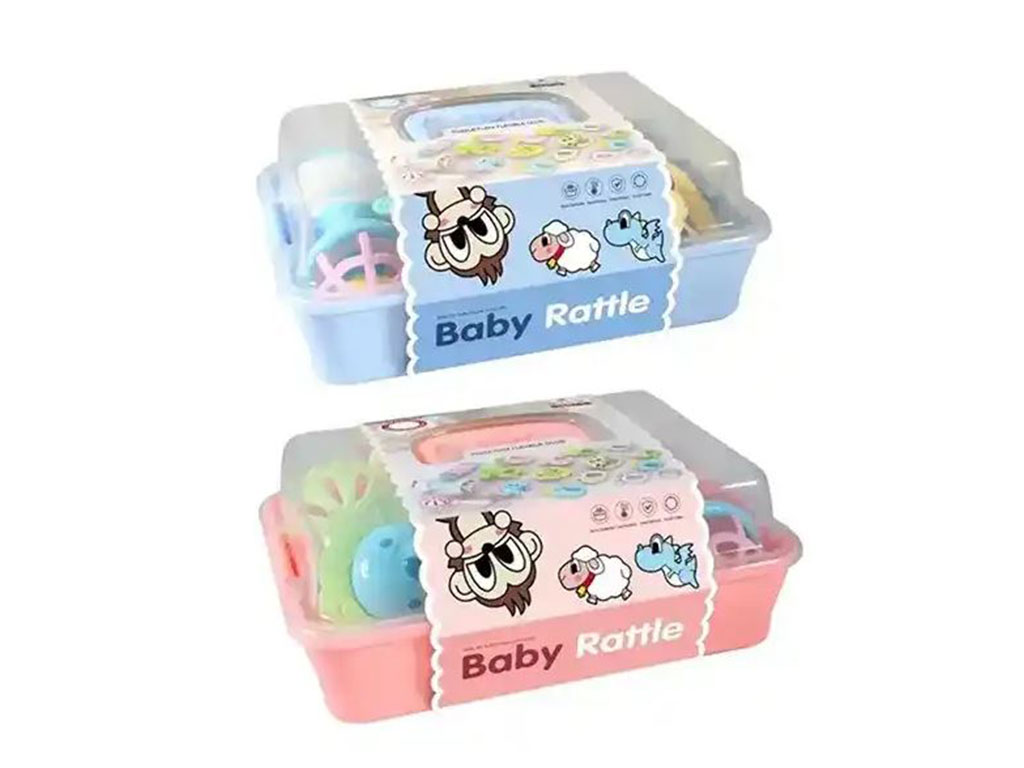 ست جغجغه و دندانگیر سیلیکونی نوزادی 18 عددی اسباب بازی baby rattle