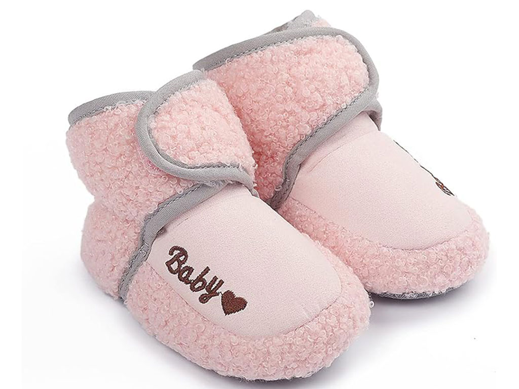 پاپوش ساق دار زمستانی استپ دار رنگ صورتی طرح baby
