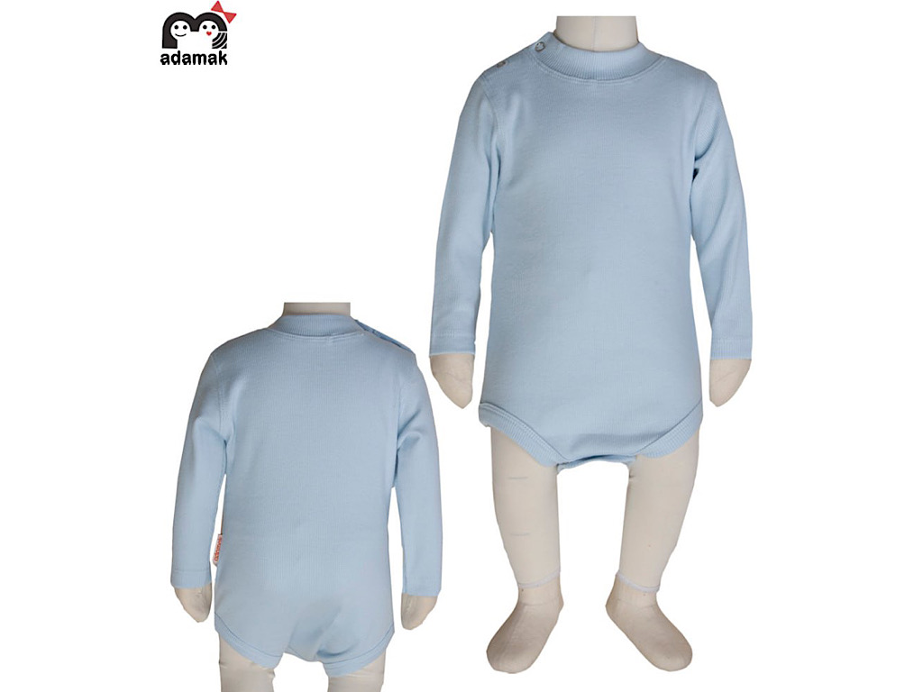 بادی نوزادی و کودک یقه سه سانت کبریتی رنگ آبی آدمک Adamak
