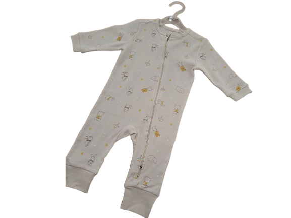 سرهمی نوزادی رنگ کرم  طرح خرگوش مدل Ramesh پاپو papo