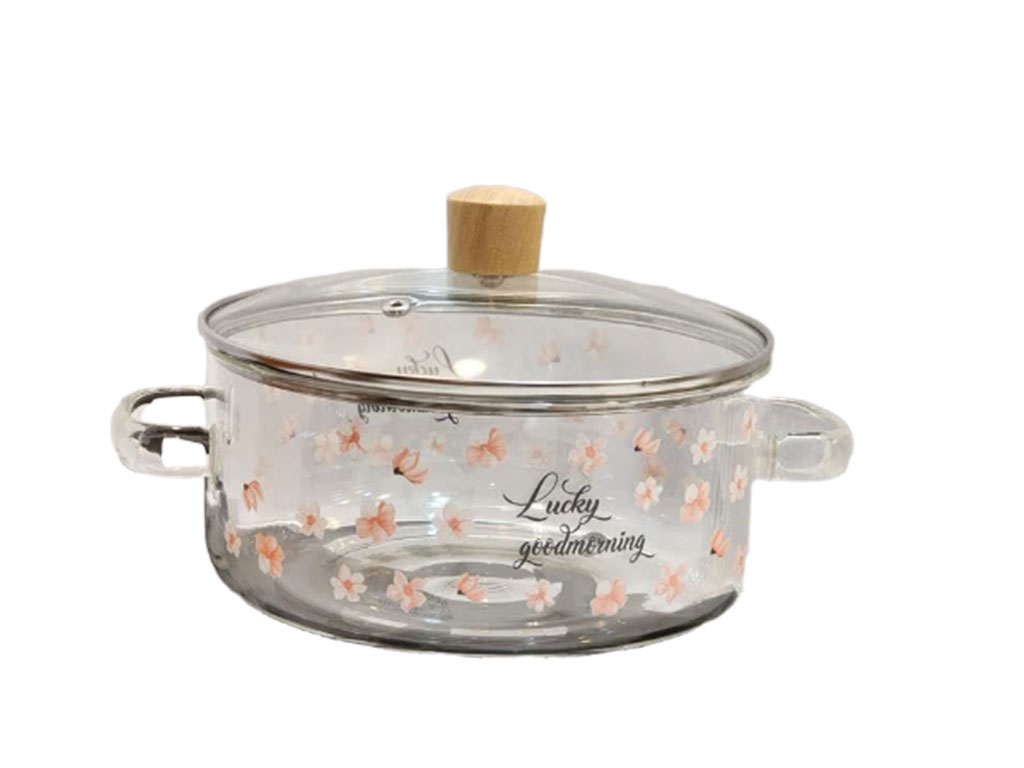 قابلمه پیرکس دسته دار  طرح گلدار