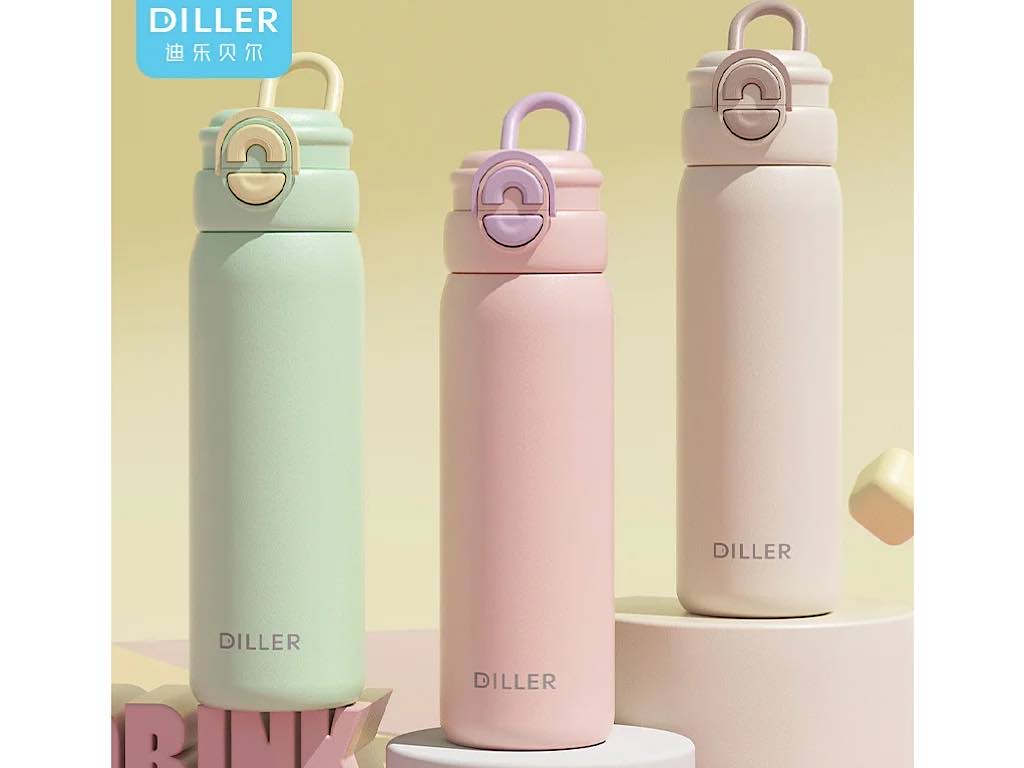 فلاسک دوکاره نی دار و آسان نوش استیل با حجم 650 میلی لیتر Diller