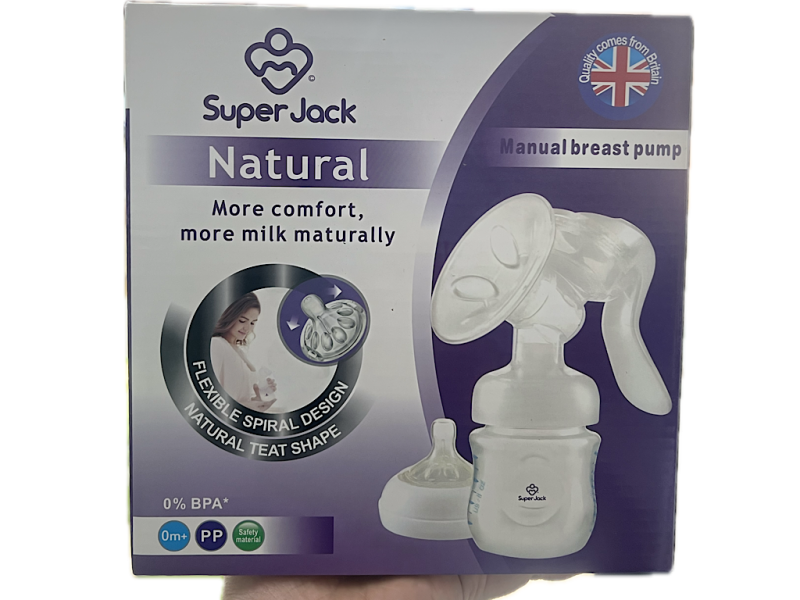 شیردوش دستی به همراه شیشه شیر حجم 120 ml طرح اونت  super jack