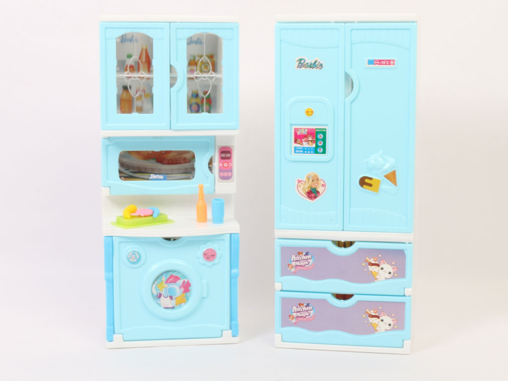 ست آشپزخانه 2 تکه یخچال و ماشین لباسشویی اسباب بازی باربی barbie