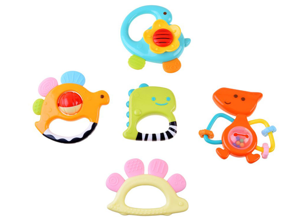 جغجغه و دندانگیر سیلیکونی نوزادی طرح حیوانات هولی تویز huile toys
