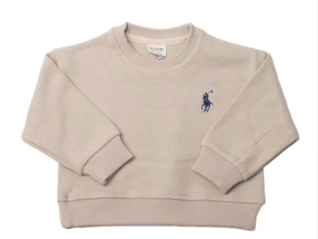 بلوز آستین بلند دورس نوزادی پسرانه کرم رنگ طرح پلو بشیر Bashir