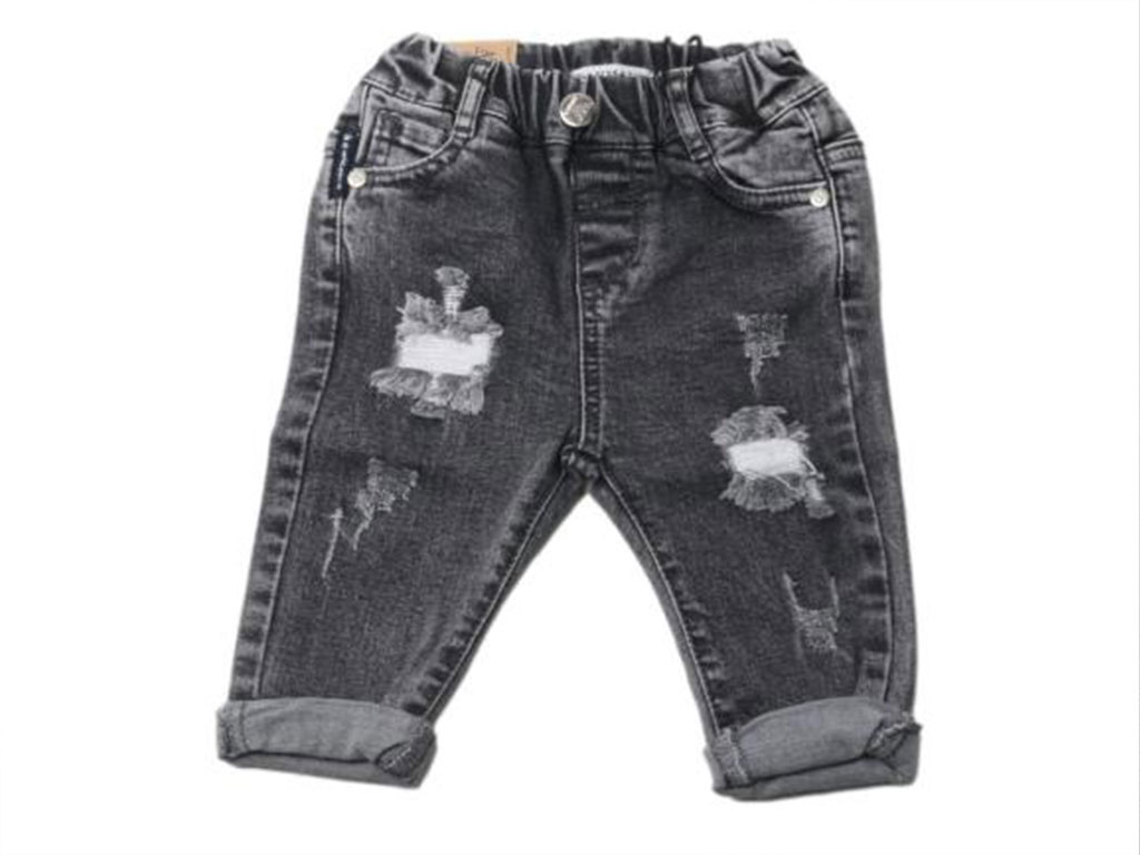 شلوار جین کمرکش نوزاد و کودک ذغالی رنگ زاپ دار آرمانی بیبی Armani baby