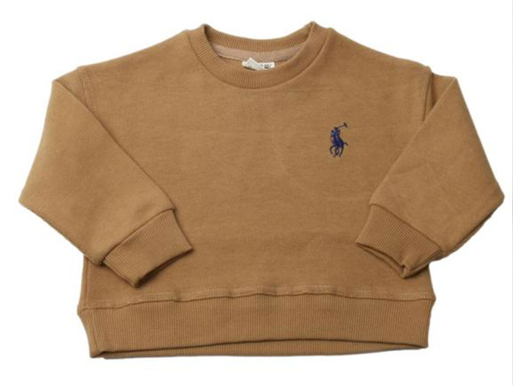 بلوز آستین بلند دورس نوزادی پسرانه شتری رنگ طرح پلو بشیر Bashir