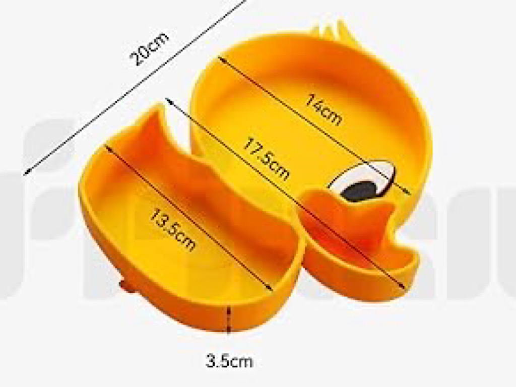 ست ظرف غذا چسبان و قاشق و چنگال سیلیکونی به همراه نی طرح جوجه اردک