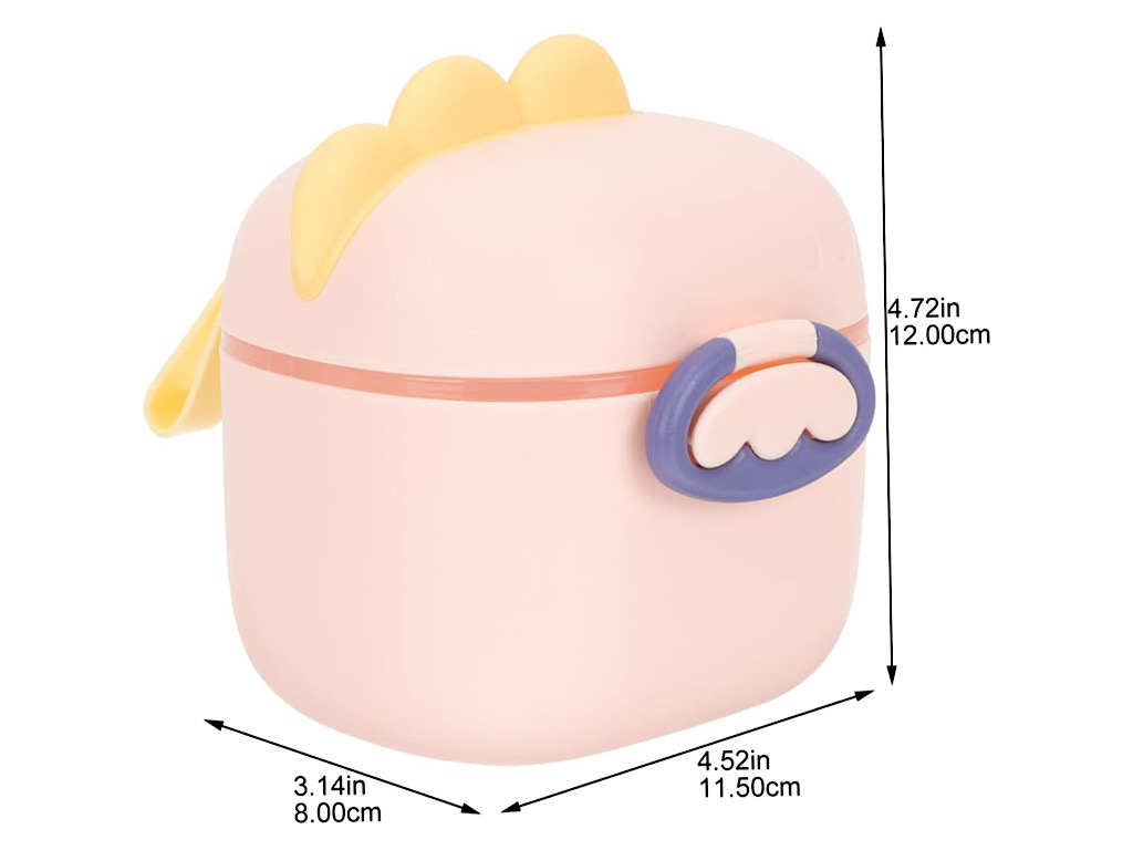 ظرف انبار غذا و شیر خشک پیمانه دار طرح دایناسور با دسته سیلیکونی حجم 400 میلی لیتر (سایز کوچک)