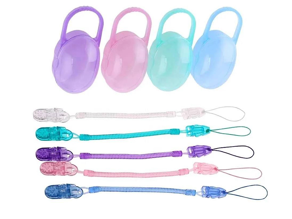 قاب پستانک دسته دار نوزای به همراه بند آویز پستانک samex