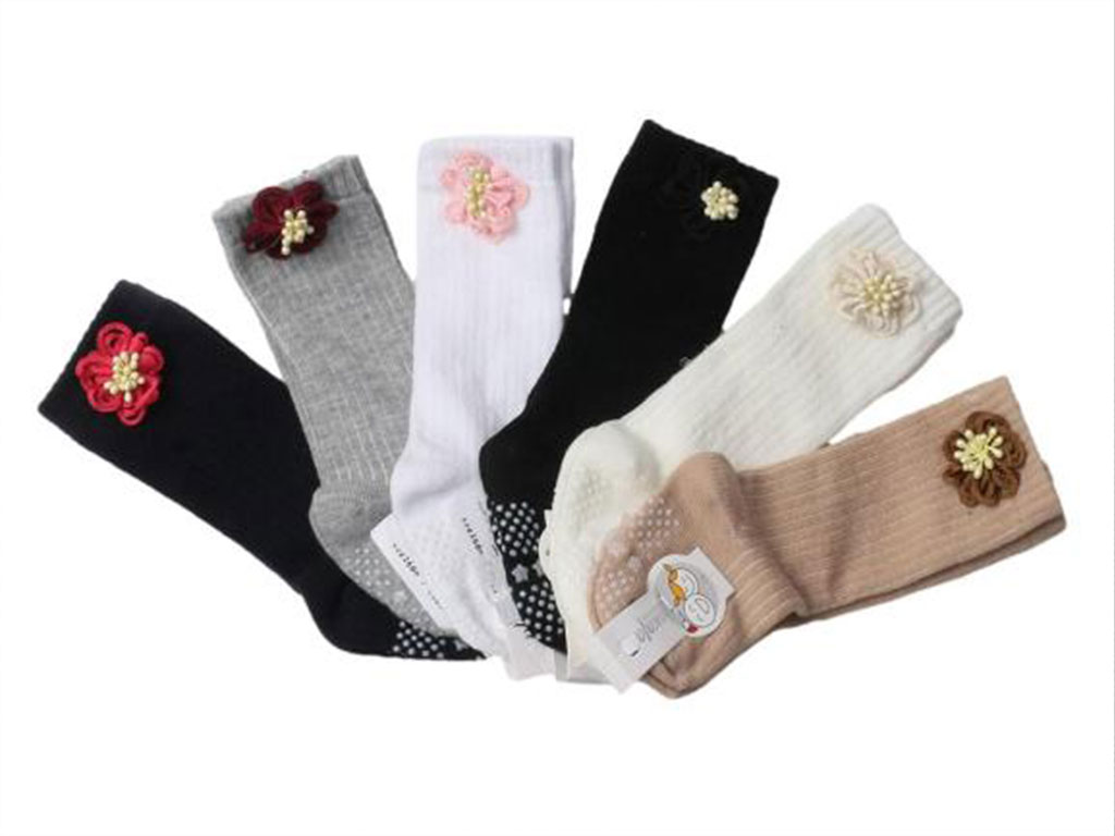 جوراب نوزادی ساق بلند استپ دار دخترانه