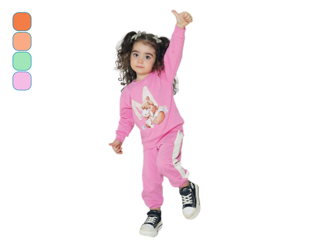 بلوز و شلوار راحتی 3 سال دخترانه دورس طرح خرس و خرگوش عروسکی کیدومکس kidomax