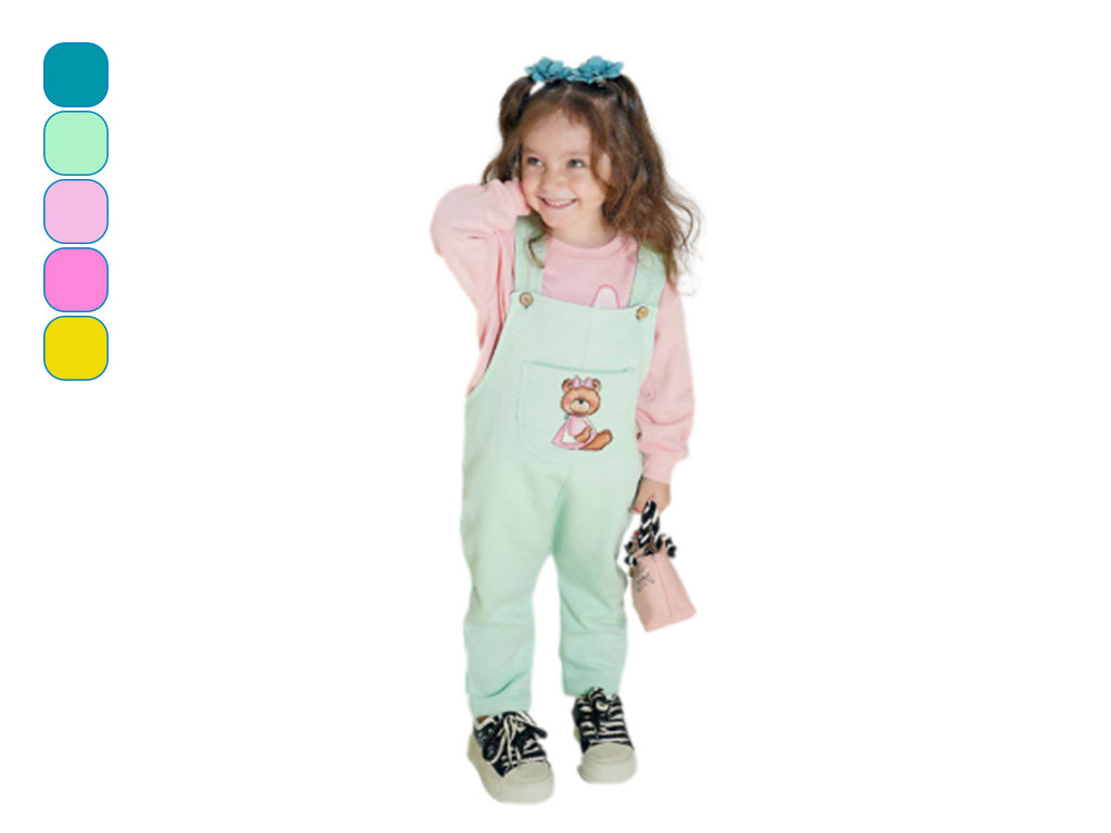 شلوار پیشبندی 4 سال توکرکی دخترانه طرح خرس کیدومکس KIDOMAX