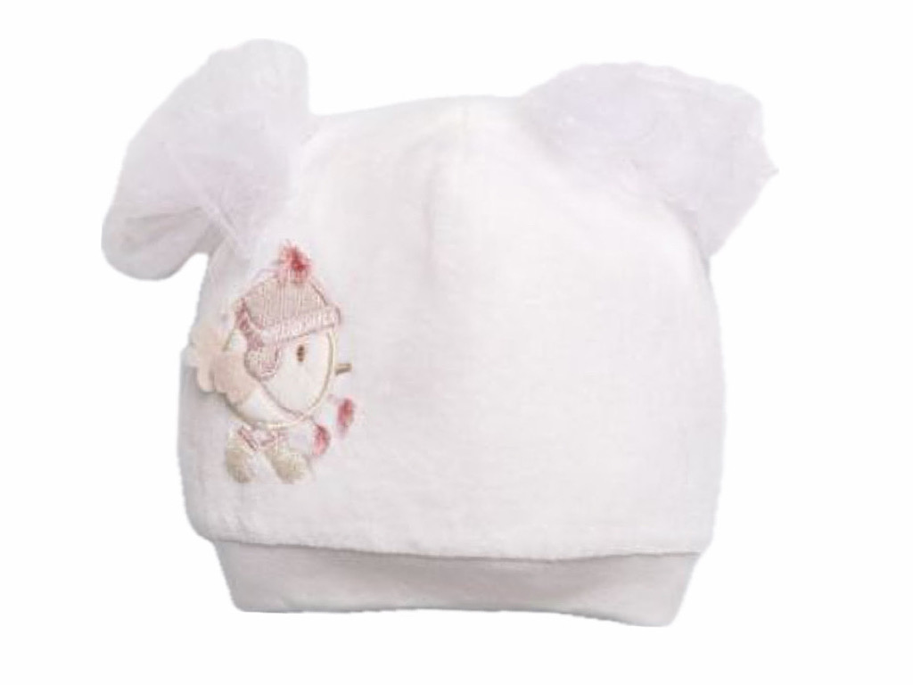 کلاه مخملی آستر نخی طرح پرنده با توپک توری papo