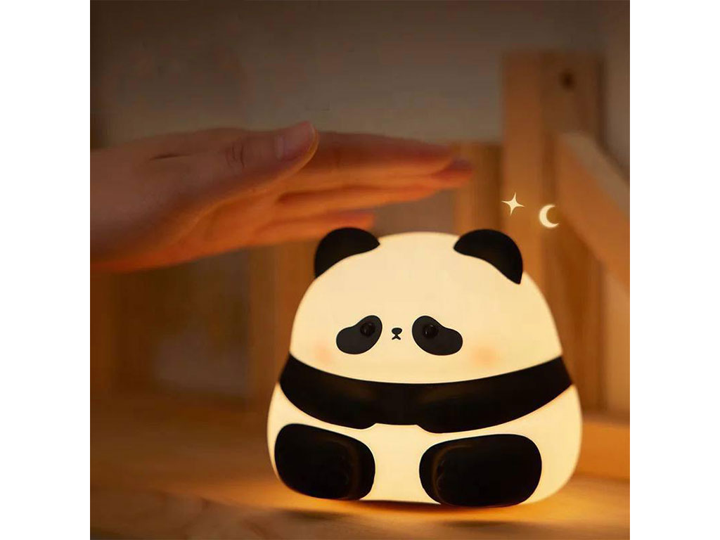 چراغ خواب سیلیکونی شارژی مدل ضربه ای طرح خرس پاندا