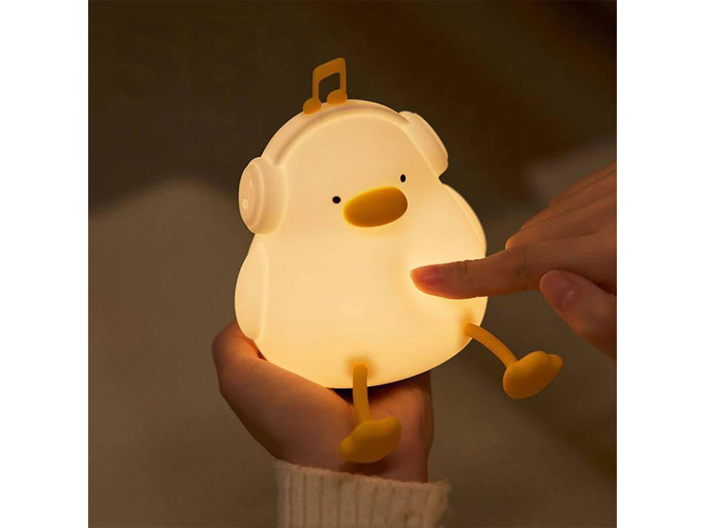چراغ خواب سیلیکونی شارژی مدل ضربه ای طرح اردک