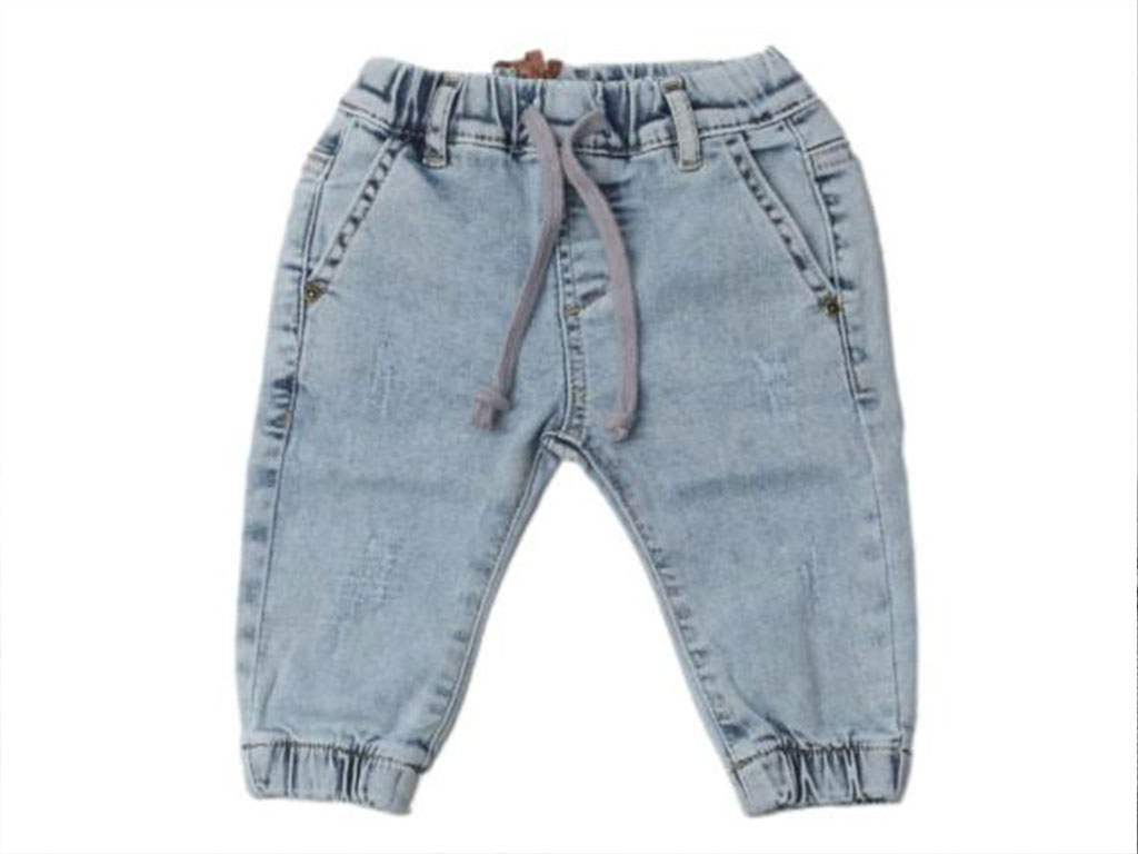 شلوار جین کمرکش نوزاد و کودک رنگ آبی روشن مموری لایف memory life