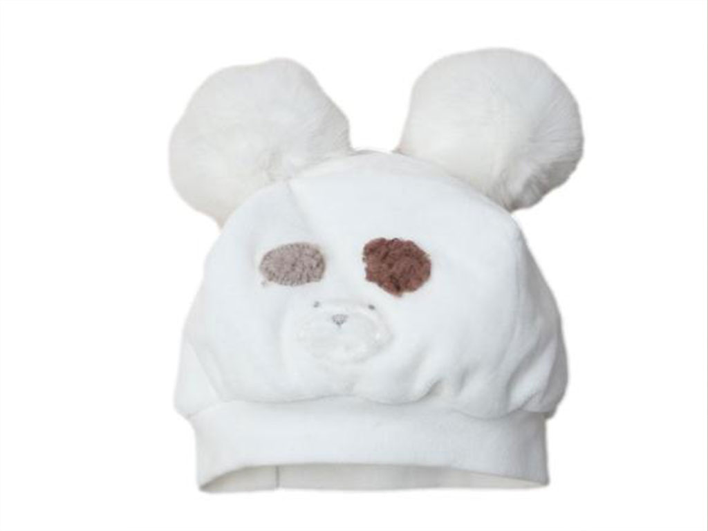 کلاه مخملی آستر نخی طرح هاپو توپک دار papo