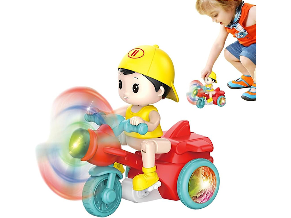 پسرک سه چرخه سوار موزیکال و چراغ دار با چرخش 360 درجه اسباب بازی