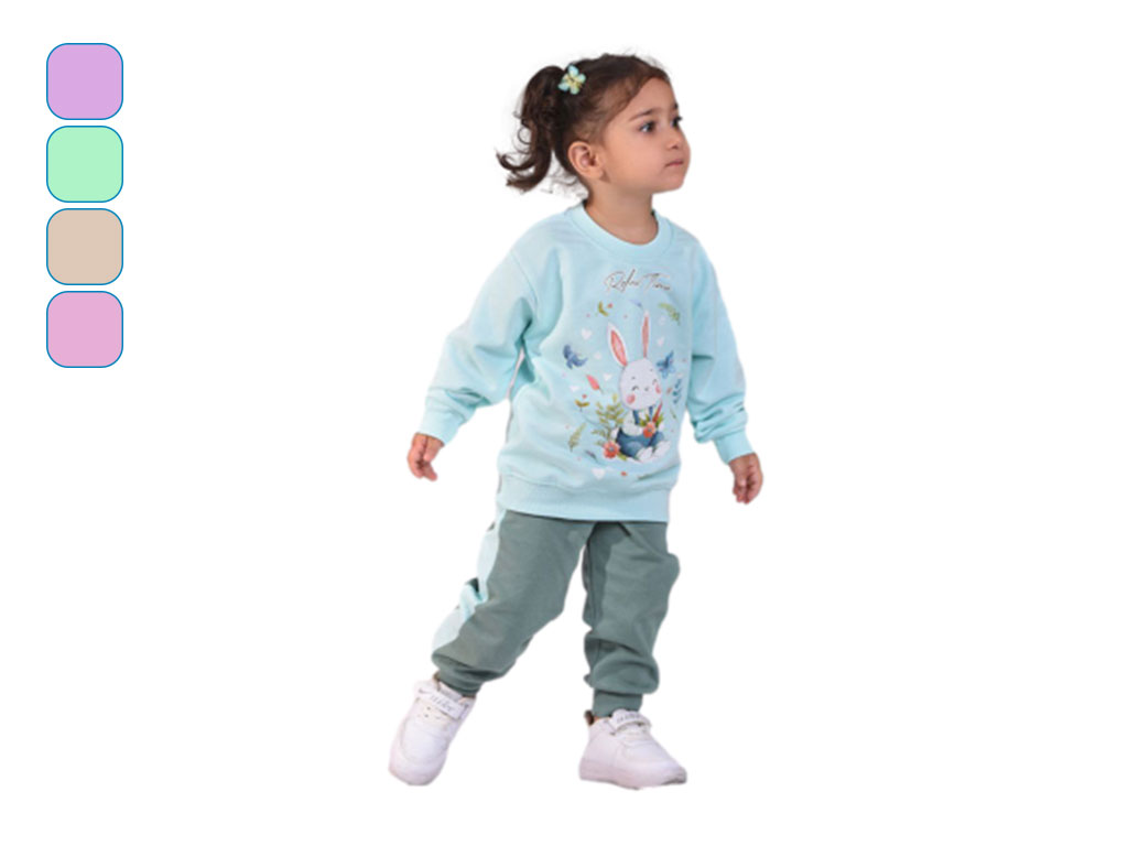 بلوز و شلوار راحتی 2 سال دخترانه دورس طرح خرگوش و گل کیدو مکس kido max