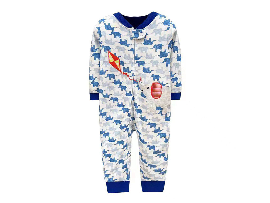 سرهمی نوزادی پسرانه آبی رنگ طرح فیل