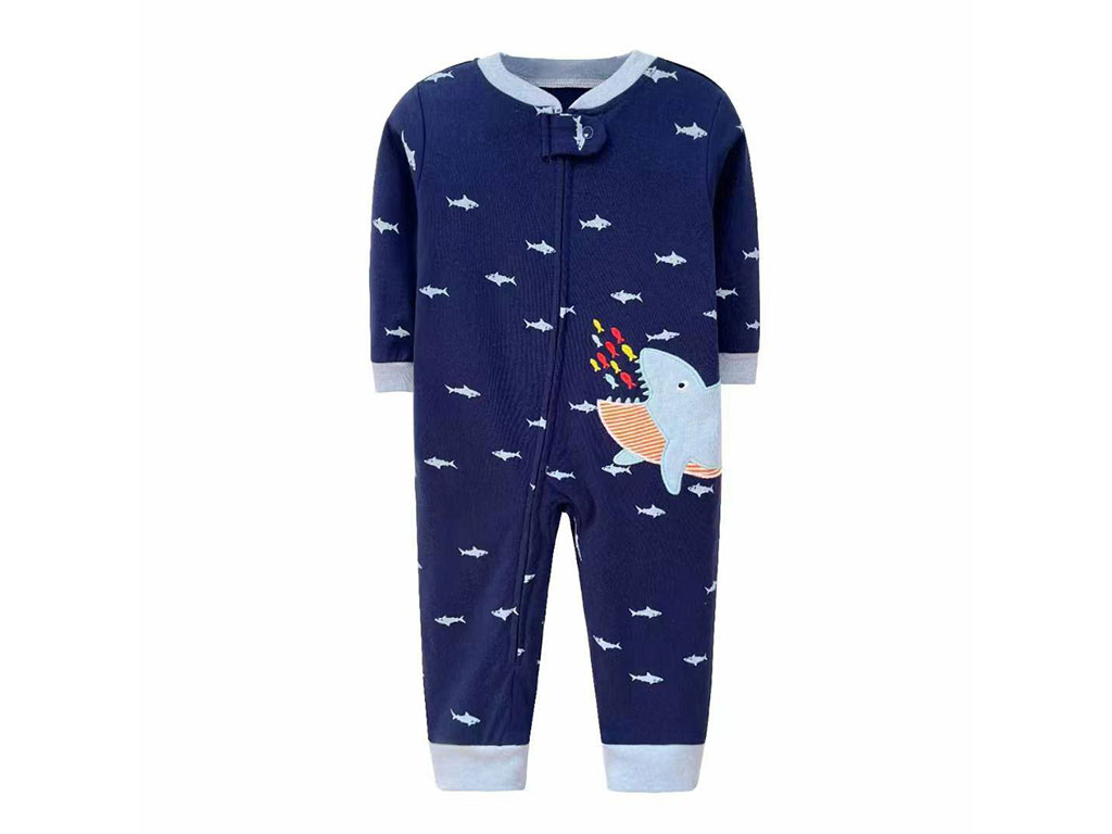 سرهمی نوزادی پسرانه سرمه ای رنگ طرح کوسه