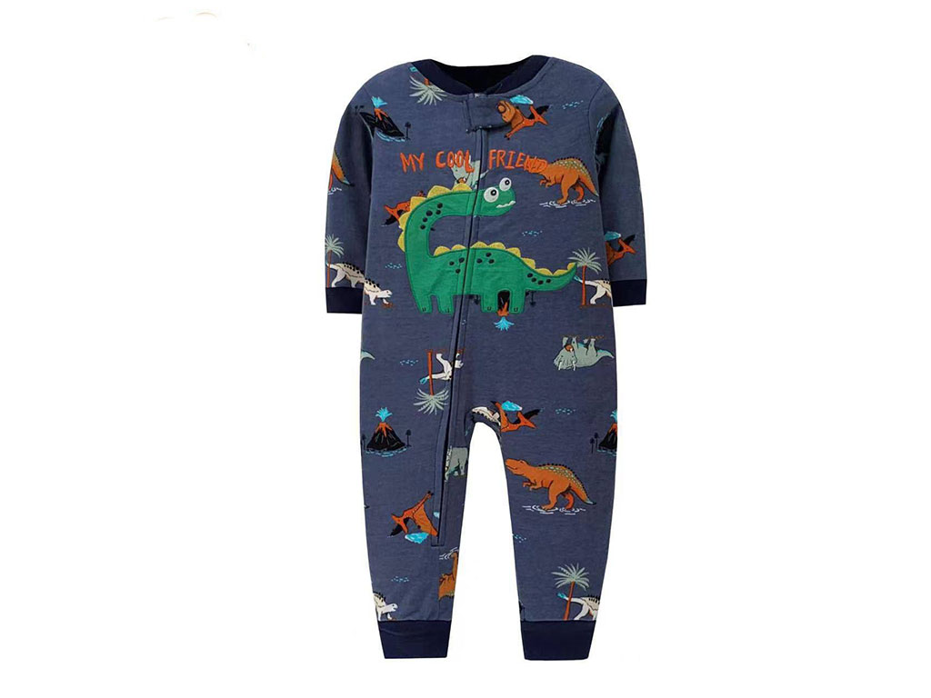 سرهمی نوزادی پسرانه رنگ آبی تیره طرح دایناسور