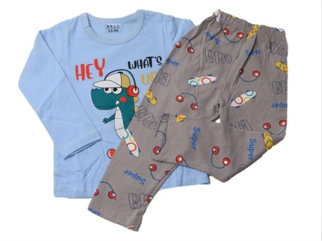 بلوز و شلوار راحتی پسرانه طرح دایناسور هدفون دار