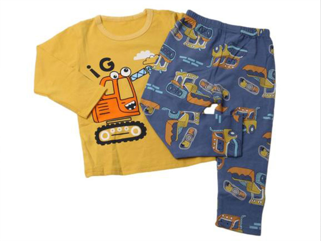 بلوز و شلوار راحتی پسرانه طرح ماشین راهسازی