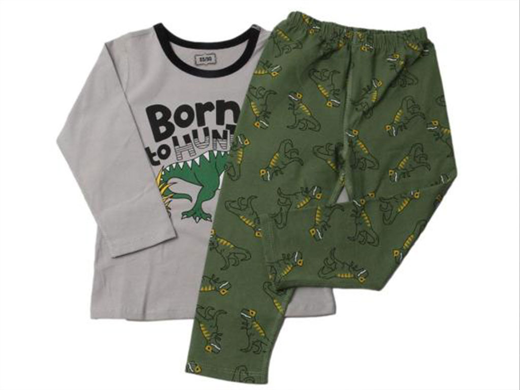 بلوز و شلوار راحتی پسرانه طرح دایناسور سبز