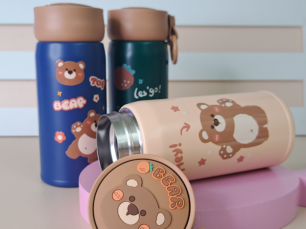 فلاسک استیل bosheng طرح خرس 330 میلی لیتر