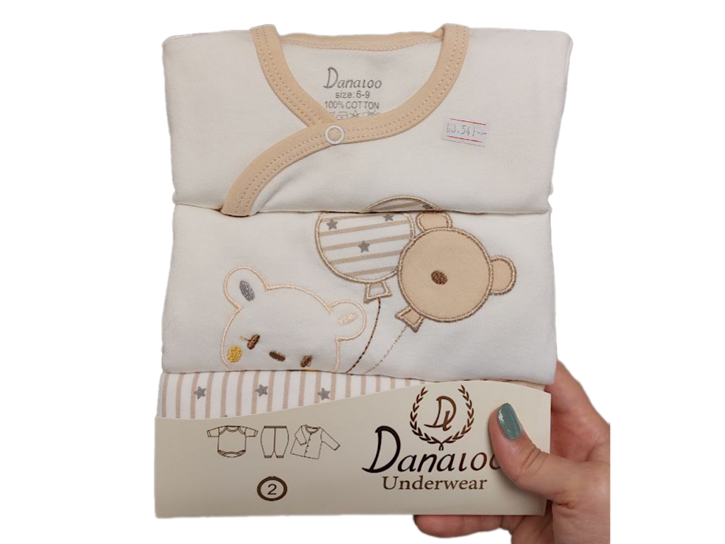 ست 3 تکه بیمارستانی نوزادی دخترانه طرح خرس و بادکنک دانالو Danaloo