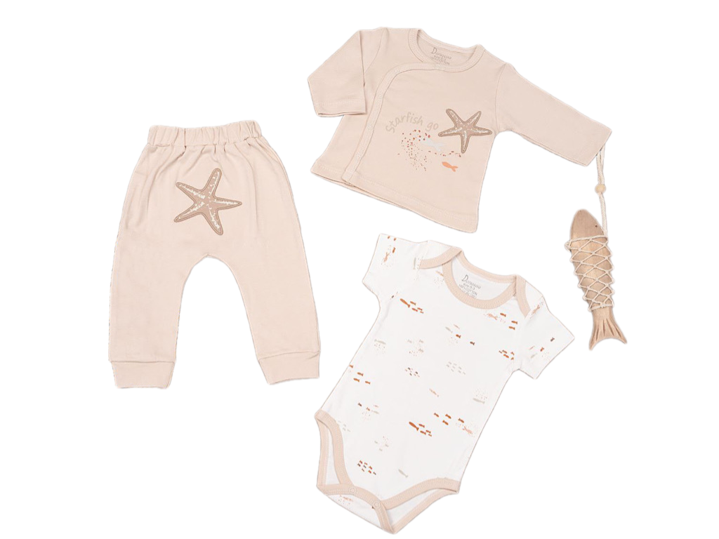 ست 3 تکه بیمارستانی نوزادی دخترانه طرح ستاره دریایی دانالو Danaloo