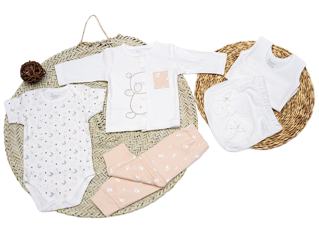 ست بیمارستانی 5 تکه نوزادی پسرانه 0-3 ماه طرح خرس، ماه و ستاره دانالو Danaloo