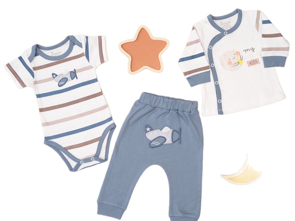 ست 3 تکه نوزادی پسرانه طرح ماه دانالو Danaloo