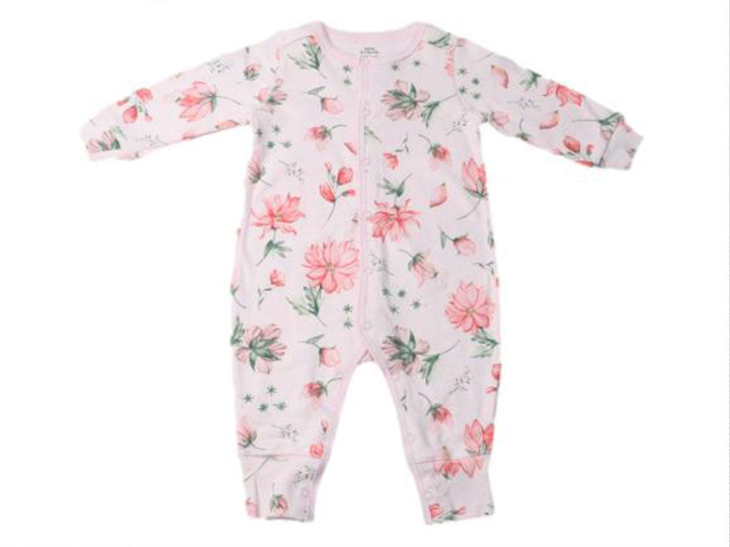 سرهمی نوزادی دخترانه صورتی رنگ طرح گل بیبی baby