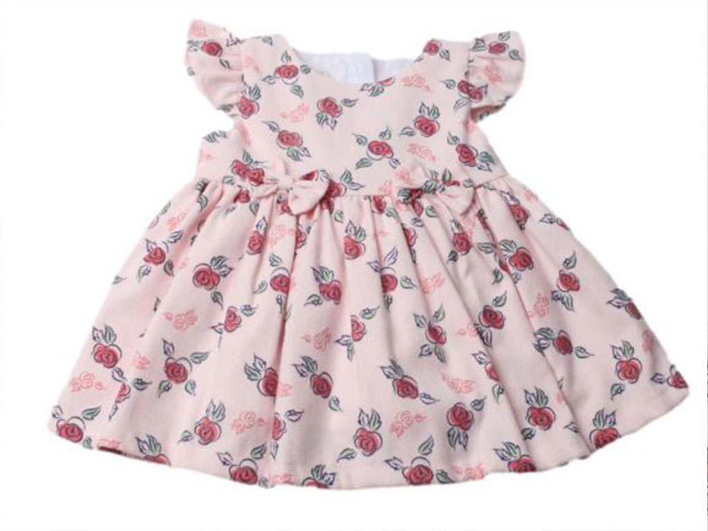 پیراهن نوزادی دخترانه صورتی رنگ گلدار