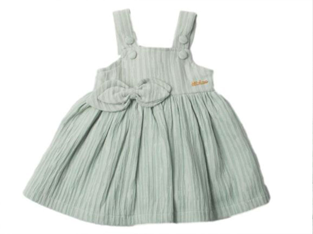 پیراهن پشیبندی نوزادی دخترانه رنگ سبز کاهویی پاپیون برجسته