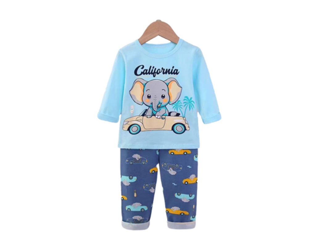 بلوز و شلوار راحتی پسرانه طرح فیل ماشین سوار