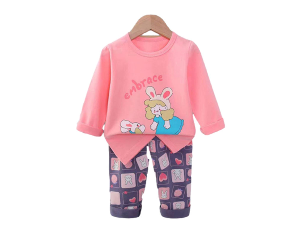 بلوز و شلوار راحتی دخترانه طرح دختر و خرگوش