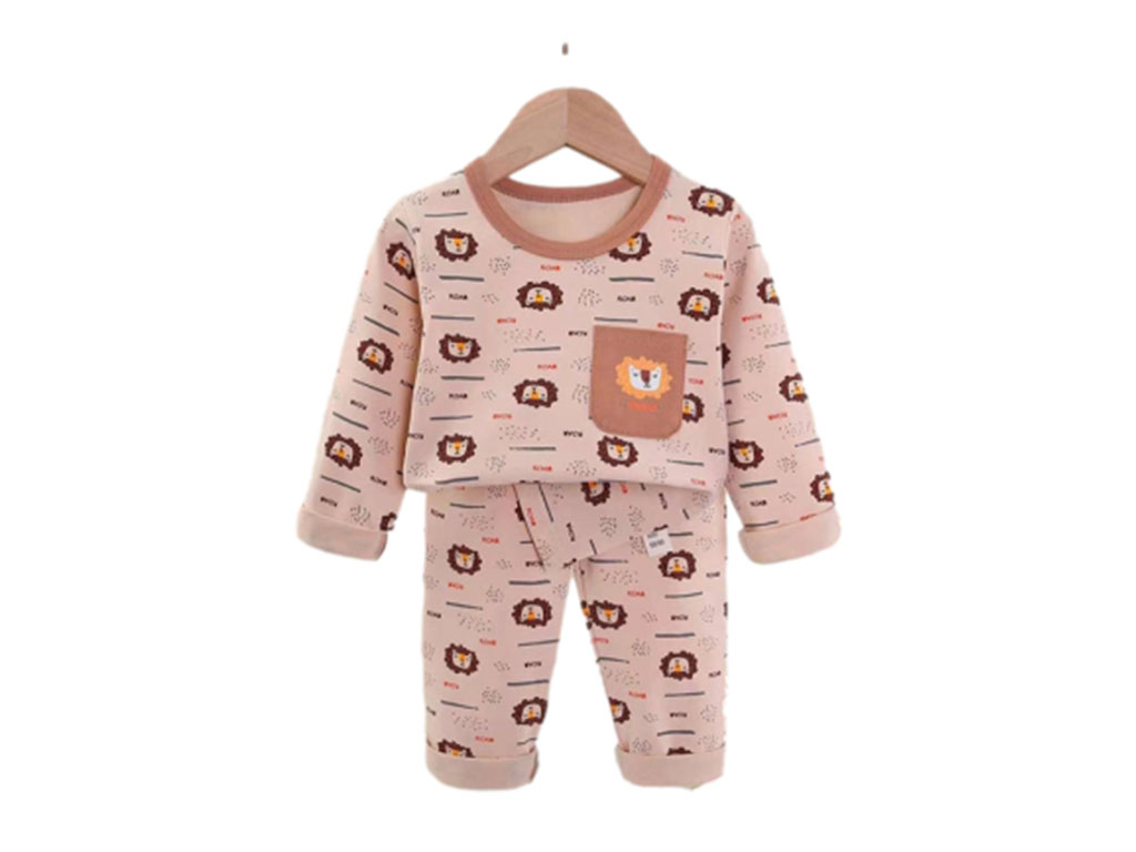 بلوز و شلوار راحتی پسرانه رنگ نسکافه ای طرح شیر