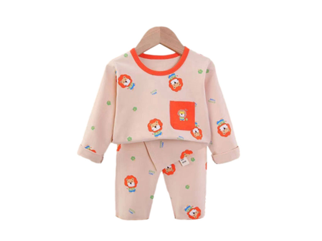 بلوز و شلوار راحتی پسرانه رنگ کرم طرح شیر