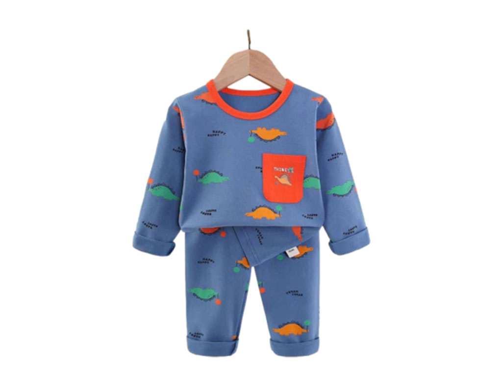 بلوز و شلوار راحتی پسرانه رنگ سرمه ای روشن طرح دایناسور