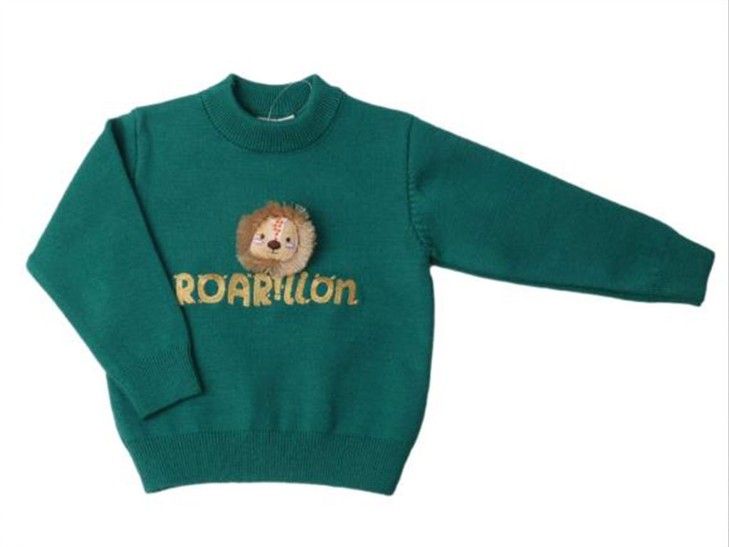 بلوز بافت پسرانه نوزادی رنگ سبز طرح شیر