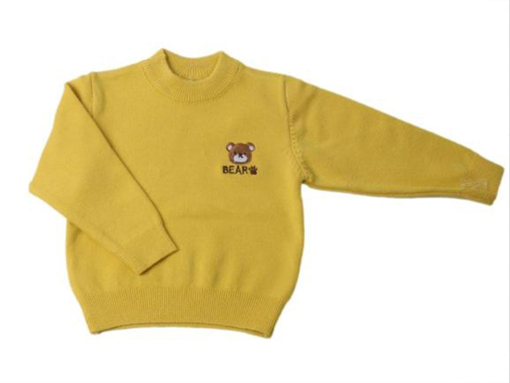 بلوز بافت پسرانه نوزادی رنگ زرد خردلی طرح خرس تدی