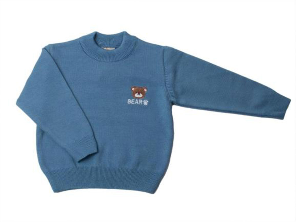 بلوز بافت پسرانه نوزادی رنگ آبی طرح خرس تدی